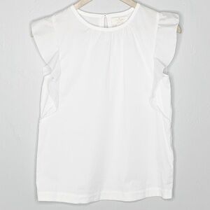 Kate Spade Girls White Flutter Sleeve Cotton Top L 12